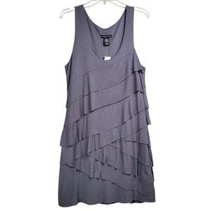 New York & Company Tank Dress M/L Gray Layered Stretch Sleeveless Casual Summer